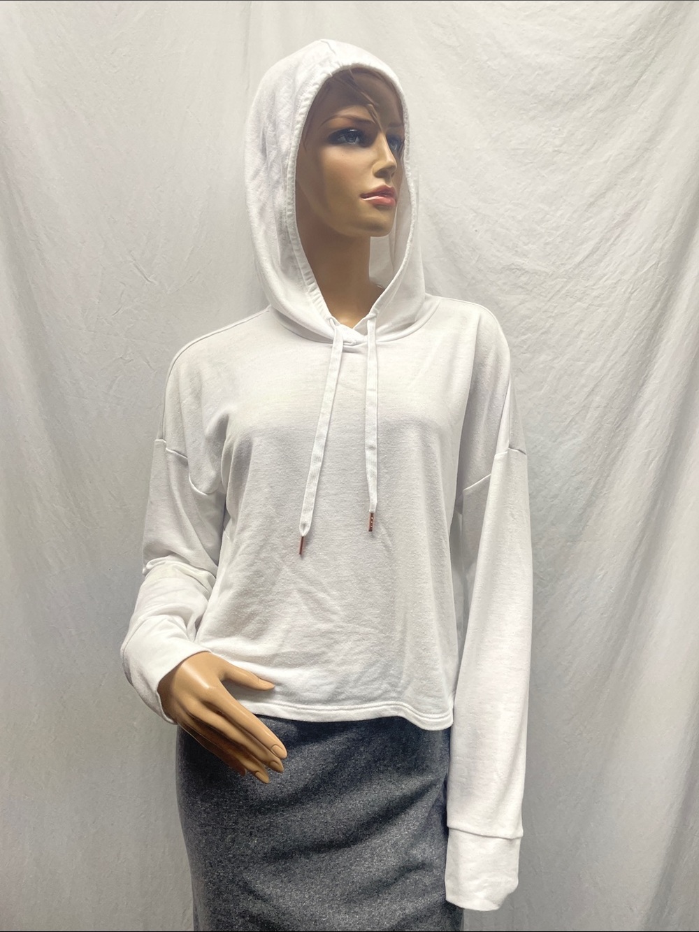 Zobha Women's White Women’s Lightweight Pullover Hoodie with Tie